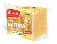 Insula professional губки для посуды крупнопористые супер пена natura 4 штуки