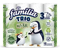 Familia Trio Natural туалетная бумага белая трёхслойная 12 шт