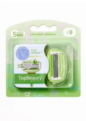TopBeauty Paris сменные кассеты женские 5 лезвий 2шт зеленый цвет совместимы с venus 