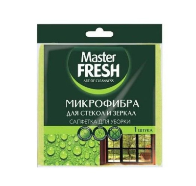 Master FRESH микрофибра салфетка для стекол и зеркал 1 шт 30*30 см 