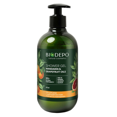 Biodepo гель для душа натуральный с эфирными маслами грейпфрута и мандарина 475 мл 