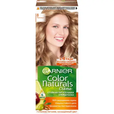Garnier стойкая питательная крем краска для волос color naturals оттенок 8 пшеница 
