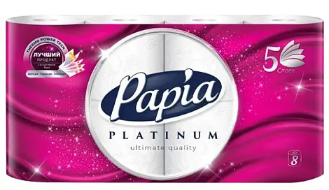 papia platinum туалетная бумага белая пятислойная 8 шт