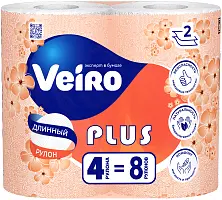 Veiro бумага туалетная plus 2 х слойная белая 4 шт