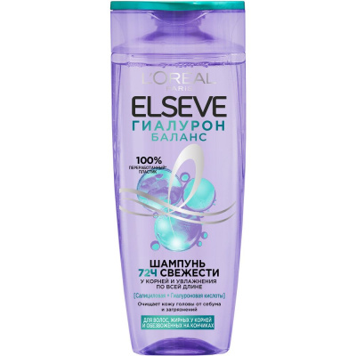 Elseve шампунь для волос жирных у корней и обезвоженных на кончиках гиалурон баланс 250 мл 
