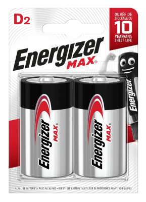 Energizer батарейки 2шт MAX D/LR20 1.5V 