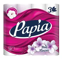 Papia туалетная бумага белая с аром. Flower и рисунком трёхслойная 32 шт