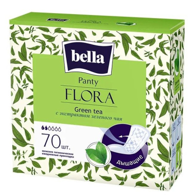 Bella прокладки ежедневные panty flora green tea 70 шт уп с экстрактом зеленого чая 