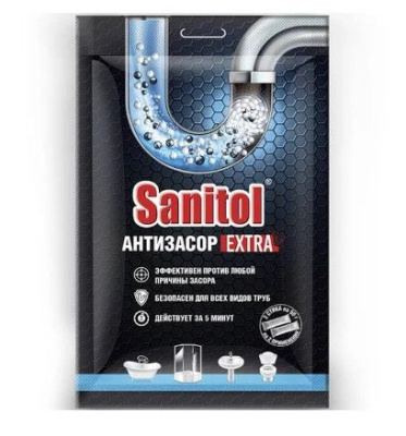 Sanitol антизасор для чистки труб 2 саше по 50 г 