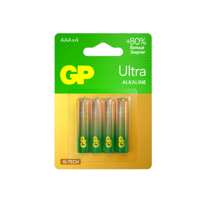 GP батарейки ultra alkaline 24А AАA/LR03 4 шт 