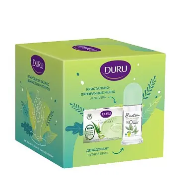 Duru подарочный набор emotion дезодорант 50 мл natural breeze + hydro pure мыло 106 г алоэ