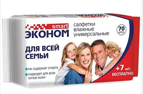 Эконом smart №77 влажные салфетки для семьи универс