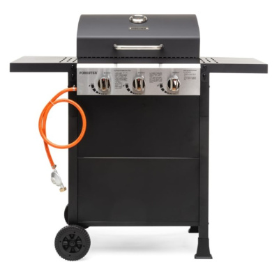 Forester газовый гриль 3-х конфорочный с пьезоподжигом чугунными решетками боковыми складными столиком 