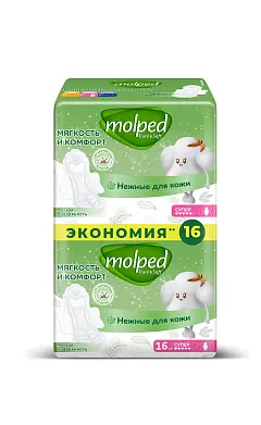 Molped ультратонкие прокладки pure soft с крылышками супер 16шт
