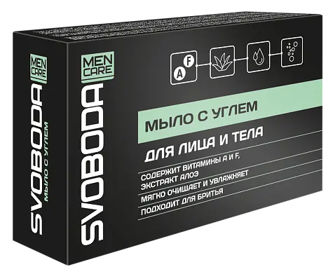 SVOBODA MEN CARE туалетное мыло твердое с углем 100 г