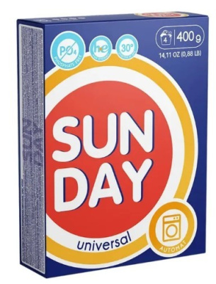 Sunday стиральный порошок автомат универсальный 400гр 