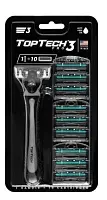 pro 3 мужская бритва 1 станок+ 10 сменных кассет совместимы с gillette blue 3