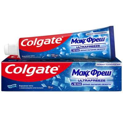 Colgate зубная паста макс фреш взрывная мята с освежающими кристаллами для свежего дыхания и защиты от кариеса 100 мл 