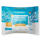 Synergetic детская влажная туалетная бумага pure пантенол и овсяное молочко 40 шт