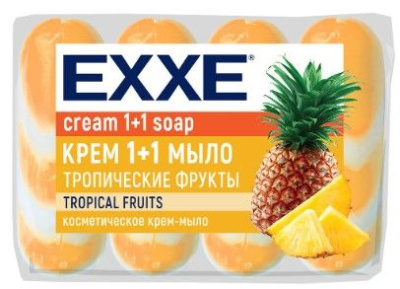 EXXE косметическое мыло 1+1 тропические фрукты 4шт*75г оранжевое полосатое экопак 