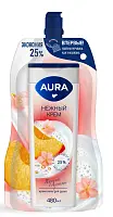 Aura крем гель для душа персик и аргана дой пак 480 мл