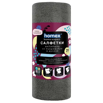Homex салфетки антипыль из микрофибры в рулоне очень плюшевые 20 листов