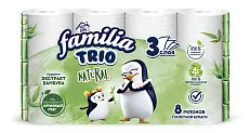 Familia Trio Natural туалетная бумага белая трёхслойная 8 шт