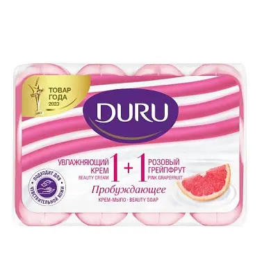 Duru туалетное крем мыло 1+1 увлажняющий крем и розовый грейпфрут 4*80 гр