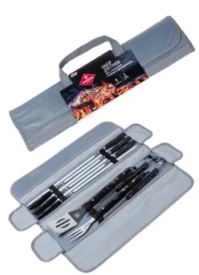 Forester набор для гриля вилка лопатка щипцы 6 шампуров 55 см в чехле 