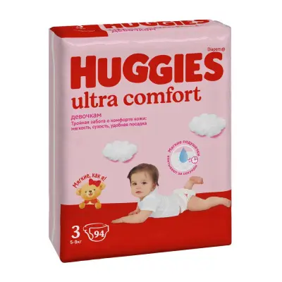 Huggies Ultra Comfort подгузники для девочек 5-9 кг 3 размер 94 шт 