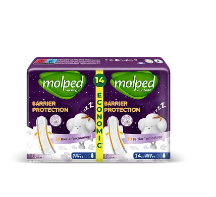 Molped прокладки женские гигиенические barrier protect ночные 14 шт