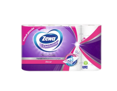Zewa кухонные полотенца двухслойные премиум декор 4 шт 