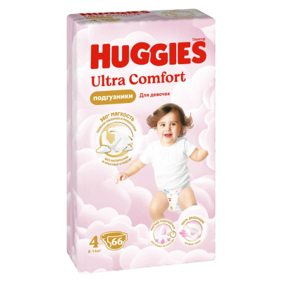 Huggies ultra comfort 4 8-14 кг подгузники 66 шт для девочек 