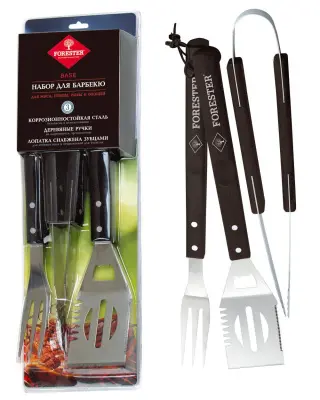 FORESTER Набор для барбекю 3 предмета: лопатка, щипцы, вилка (6) 