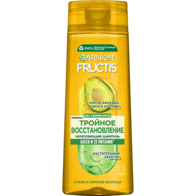 Fructis укрепляющий шампунь тройное восстановление для сухих и ломких волос 400 мл 