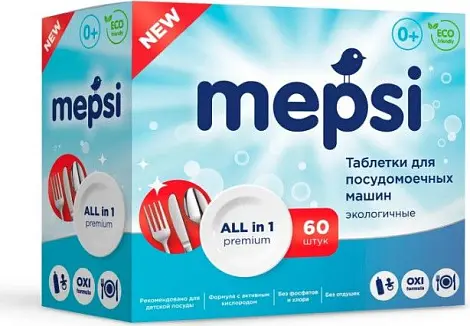 Mepsi таблетки для посудомоечных машин экологичные 60 шт