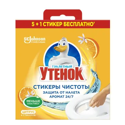 Туалетный Утенок средство для очистки унитаза стикер чистоты цитрус 5+1 выгодный формат 