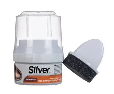 Silver крем блеск для обуви коричневый банка 50 мл 