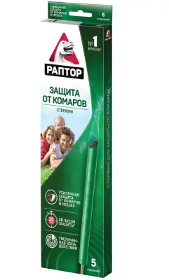 Раптор стержень от комаров и мошек 5 шт 
