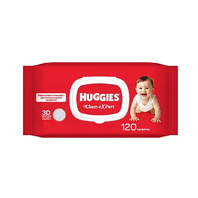 Huggies clean expert влажные салфетки детские 120 шт