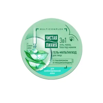Чистая Линия гель мультиуход для лица для комбинированной кожи с соком алоэ гиалуроном и нициамидом 100 мл 