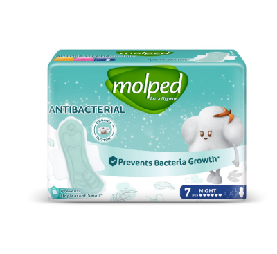 Molped антибактериальные прокладки c крылышками ночные 7 шт 
