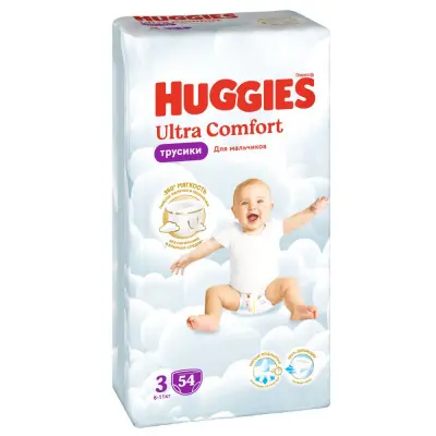 Huggies ultra comfort 3 6-11 кг трусики подгузники 54 шт для мальчиков 