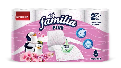 Familia Plus туалетная бумага весенний цвет двухслойная 8 шт