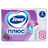 Zewa туалетная бумага плюс 2 х слойная сирень 12 шт