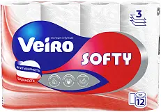 Veiro туалетная бумага 3 х слойная белая 12 шт