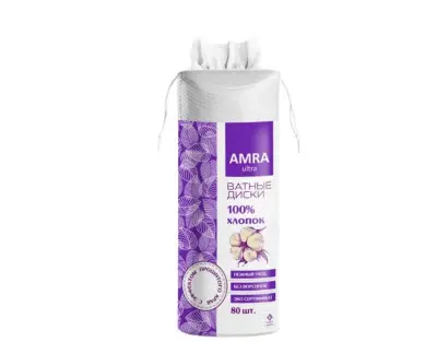 Amra ватные диски 80 шт с прошитым краем 