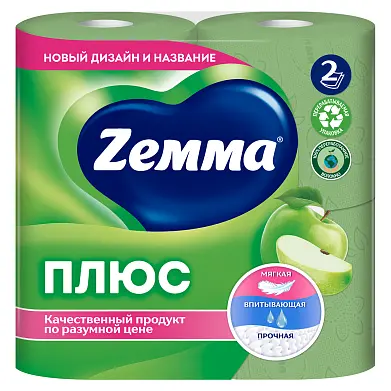 Zemma туалетная бумага плюс яблоко 2 слоя 4 рулона