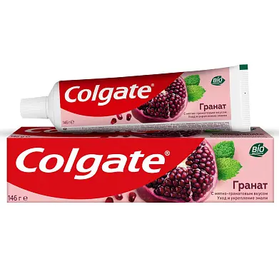 Colgate Зубная паста гранат с натуральными ингредиентами для укрепления эмали зубов и защиты от кариеса 100 мл