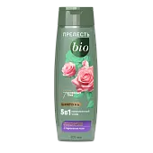 Прелесть Био шампунь с гидролатом розы 5в1 для поврежденных и секущихся волос 400 мл